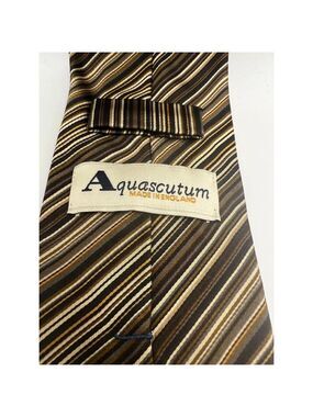 NWOT Aquascutum Striped Tie One Size Brown Gold